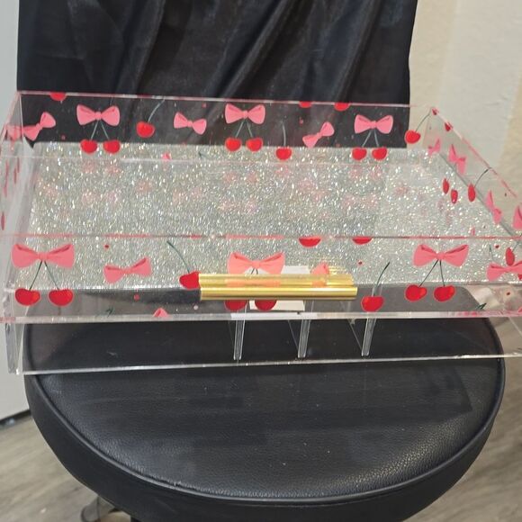 At Home Cherry & Bow Patterned Acrylic Decorative Tray - Picture 3 of 7